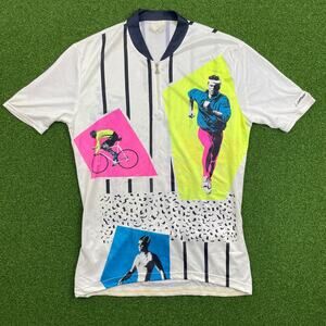 Vintage 90s Loffler White Graphic Athletic Cycling Jersey Sz XL